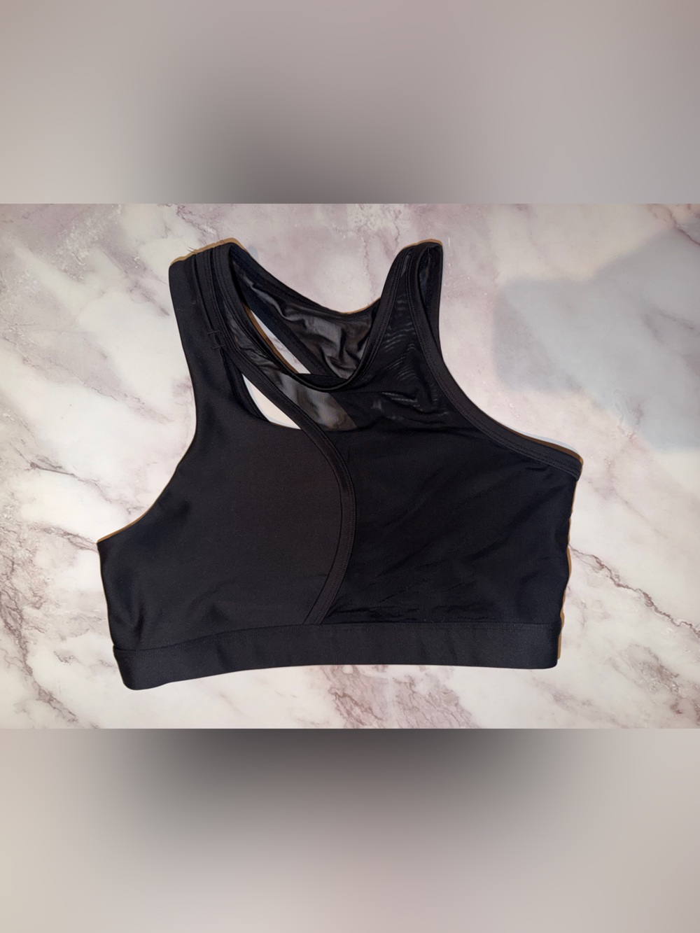 ALO Yoga Black Mesh Panel Sports Bra Large